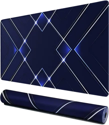 Vista 8 de Alfombrilla de mouse grande extendida para juegos, XXL, impermeable, para teclado de computadora, con base de goma antideslizante, borde cosido