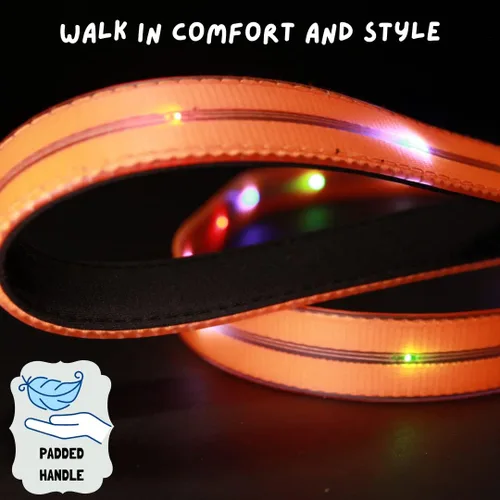 Vista 7 de Correa LED para perros para paseos nocturnos seguros y pacíficos, correa de perro con luz LED de alta visibilidad, correa iluminada para perro