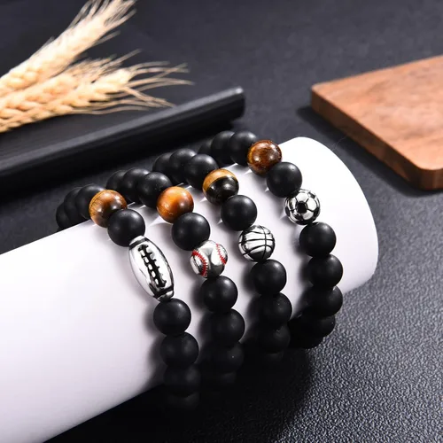 Vista 3 de IKIATY Pulsera de fútbol, béisbol, baloncesto, fútbol, regalos para adolescentes, niños, jugadores, hijos, nietos, sobrinos, amigos, hermano