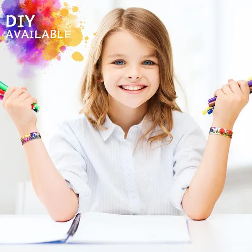 Vista 5 de Eersida 500 pulseras de papel para eventos de neón VIP Tie Dye Rainbow