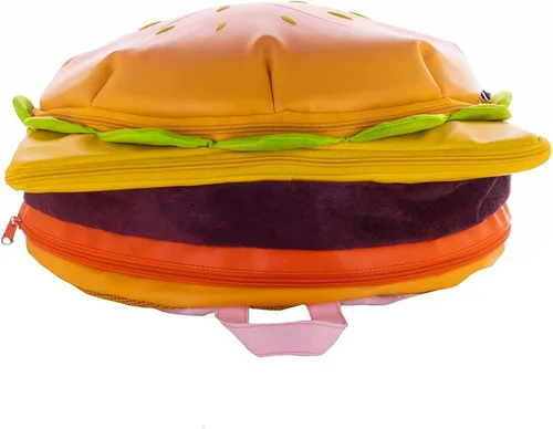 Vista 4 de Mochila de hamburguesa con queso, Amarillo, Estilo divertido y de dibujos animados