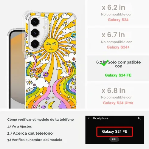 Vista 2 de MOSNOVO - Funda Samsung Galaxy S24 FE, con protección Buffertech de grado militar contra caídas de 6.6', no se descascara, poliuretano termoplástico