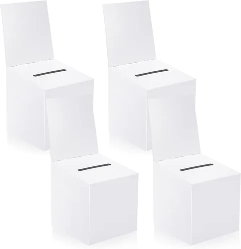 Vista 10 de Juego de 12 cajas para rifas, urnas y buzones de sugerencias con ranura, cajas de cartón para rifas de 15 x 15 x 15 cm con ranura para boletos