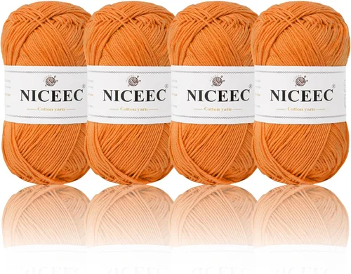 Vista 57 de NICEEC 4 madejas de hilo de algodón suave para bebé, 4 capas, manualidades DIY, peso fingering, hilo para manta para ganchillo y tejido, total 700