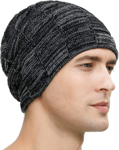 Vista 2 de Vgogfly Slouchy Beanie for Men Winter Hats for Guys Cool Beanies Mens Lined Knit Warm Thick Skully Stocking Binie Hat