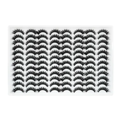 Vista 13 de Azenlo Pestañas postizas 48 pares, pestañas de visón sintético, pestañas tenues de 14mm, pestañas de ojo de gato esponjosas 3D, paquete al por