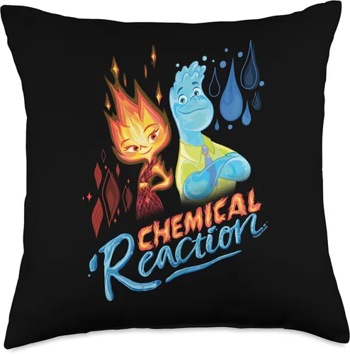 Vista 5 de PIXAR Disney Elemental Chemical Reaction Ember & Wade - Almohada de 16 x 16 pulgadas, multicolor