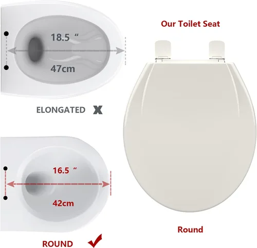 Vista 19 de Asiento de inodoro alargado blanco, asiento de tapa de inodoro de cierre lento para una fácil limpieza y resistente a las manchas