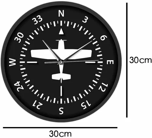 Vista 2 de Geek Alerts Aviación avión brújula vueltas pilotos reloj de pared a pilas instrumento de vuelo decorativo para el hogar reloj temático de avión