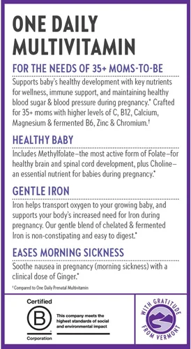 Vista 8 de New Chapter Vitaminas prenatales, un multivitamínico prenatal diario a partir de 35 años con metilfolato + colina para mamá y bebé saludables, 30