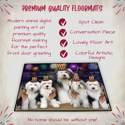 Vista 5 de Doggie of the Day Old English Sheepdogs Floor Mat - 4th of July Independence Day - Best Dog Doormat - Protector Decor - Unique Portrait Art