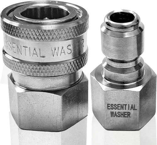 Vista 9 de ESSENTIAL WASHER Juego de adaptadores de enchufe de conexión rápida de acero inoxidable para hidrolavadora