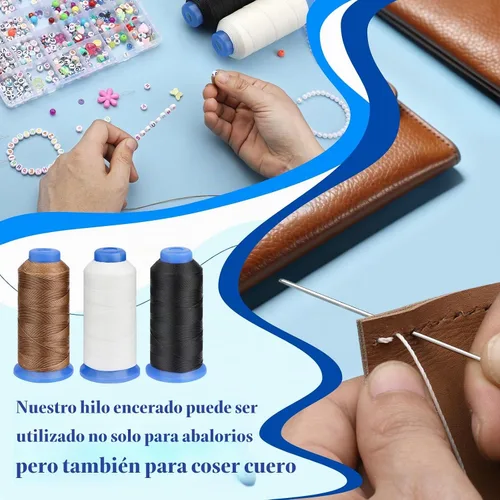 Vista 6 de Cordón encerado de 0.02 in, negro, hilo de abalorios de 490 yardas
