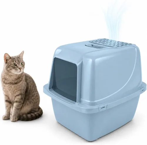 Vista 15 de Stainless Steel Litter Box 23.6", Enclosed Dual Entry XL