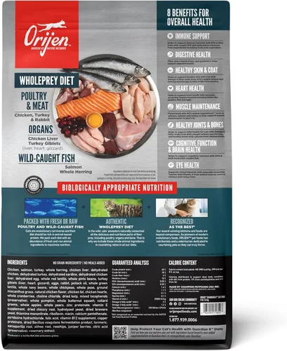 Vista 2 de ORIJEN Guardian - Comida seca premium sin granos con alto contenido de proteínas para gatos, 4 libras 90% Animal Ingredients, Freeze Dried, Fresh