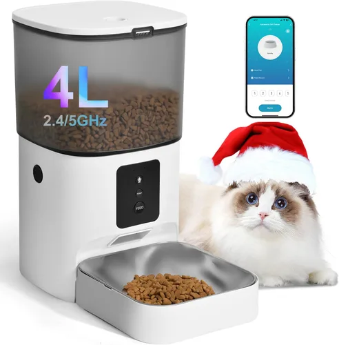 Vista 11 de Comedero automático para gatos, dispensador de alimentos Blanco