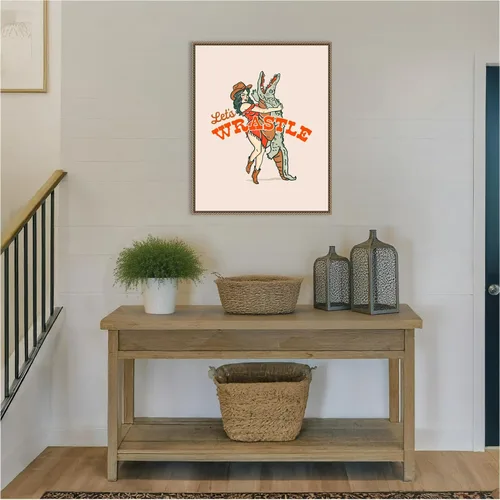 Vista 7 de Amanti Art Framed Canvas Wall Art 28x23 Lets Wrastle Poster by The Whiskey Ginger, Framed Wall Art Canvas, Humor Artwork, Traditional Decor, Medium
