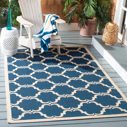 Vista 39 de SAFAVIEH Alfombra lavable al aire libre Courtyard Collection - 9 x 12 pies, beige y terracota, no desprende pelusa y fácil limpieza, ideal