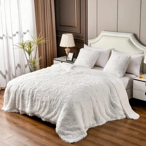 Vista 17 de YUSOKI manta de piel sintética extrasuave con pelos largos, transpirable, de 50 x 60 pulgadas, mullida, acogedora y cómoda, de microfibra de lujo
