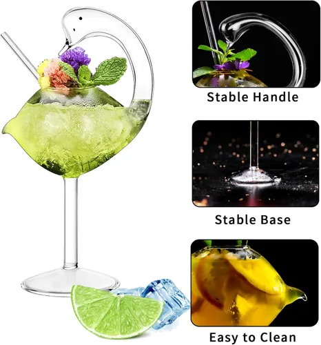 Vista 3 de Vasos de cóctel – Juego de 2 vasos de cisne de 6 onzas, regalo de boda para jugo, martini, tequila, margarita