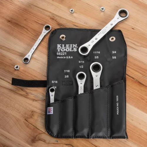 Vista 10 de KLEIN TOOLS 68221 SAE Juego de llaves de caja de trinquete, 5 piezas, 10 tamaños, fabricadas en Estados Unidos