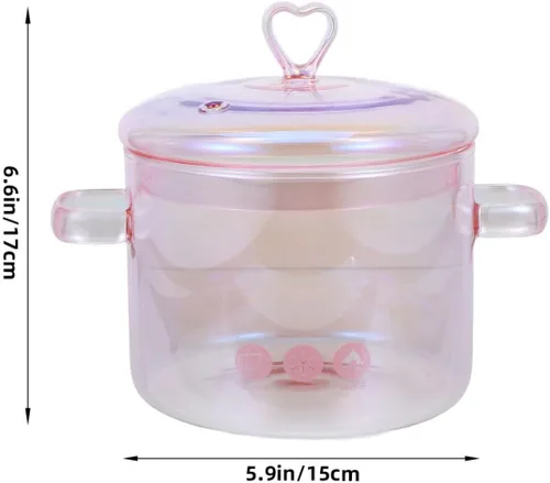Vista 2 de HANABASS Tapa multiusos de vidrio para estofado, olla de sopa de borosilicato, diseño de doble asa para cocinar de forma segura para guisos, sopas
