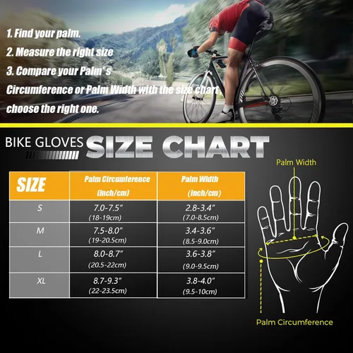 Vista 6 de Guantes de ciclismo para hombres y mujeres, antideslizantes, transpirables, almohadillas de gel de 0.197 pulgadas, guantes de bicicleta de carretera
