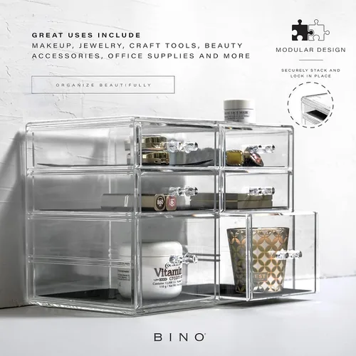 Vista 4 de BINO Organizador de maquillaje de 6 cajones, York Avenue THE MANHATTAN SERIES Organizador de cajones de maquillaje Almacenamiento