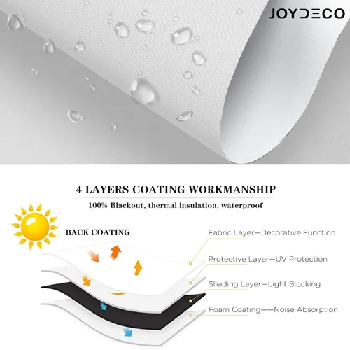 Vista 36 de Joydeco Persianas enrollables 100% opacas sin cordones para ventanas, persianas de parada libre, protección UV, persianas de tejido natural