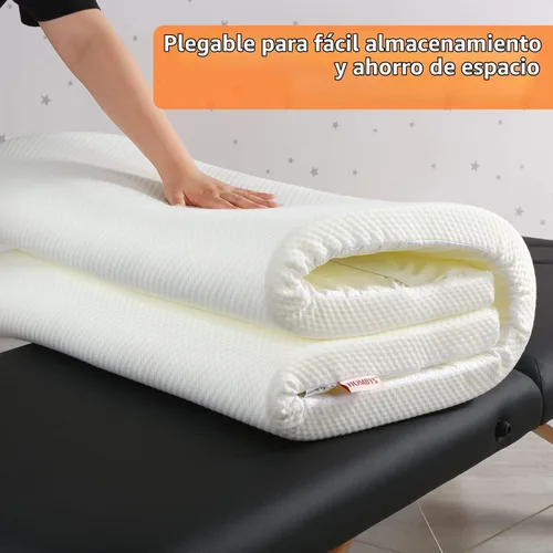 Vista 8 de HOMBYS Cubrecolchón de espuma viscoelástica con funda extraíble, cubrecolchón de mesa de masaje con bandas elásticas, solo cojín de cama