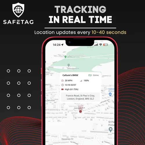 Vista 2 de SafeTag Mini rastreador GPS recargable 4G - 4G LTE, automóvil, furgoneta, motocicleta, etc. 34-205 países, seguimiento y notificaciones en tiempo