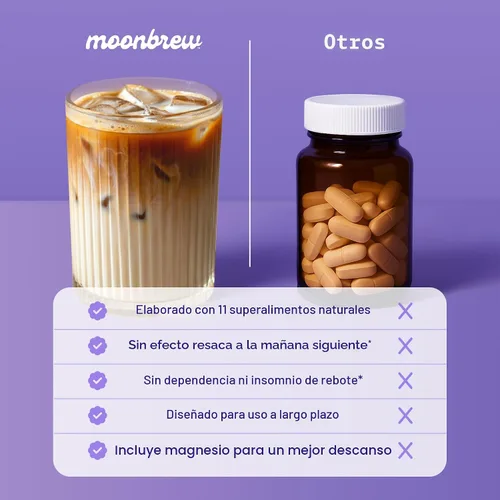 Vista 7 de MoonBrew Mezcla de Latte de Vainilla y Magnesio Nocturna, Mezcla de Bebida de Ayuda Natural para el Sueño para Adultos - Polvo Calmante de Apoyo