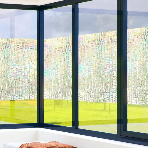 Vista 6 de Película 3D para ventana de arco iris, película de privacidad esmerilada para ventana, calcomanías decorativas de vinilo para ventana