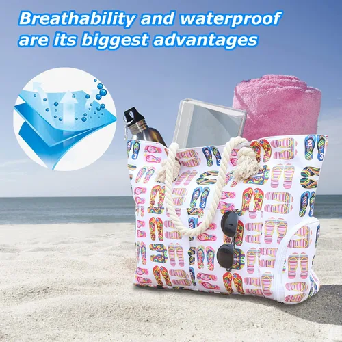 Vista 6 de weallbuy Bolsas de playa para hombres y mujeres, impermeables, a prueba de arena, 30 litros, bolsa de playa de lona grande con zapatos y cremallera