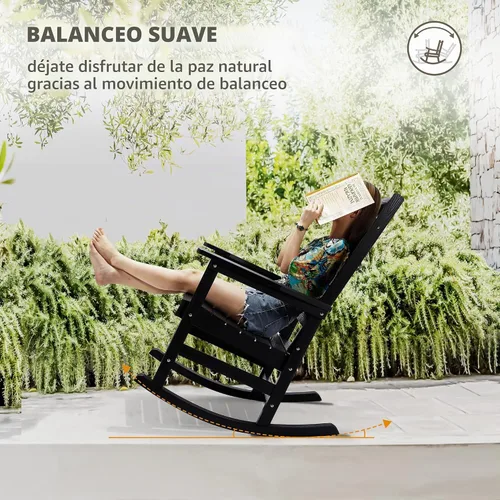 Vista 9 de LUE BONA Mecedora para exteriores, sillas mecedoras de plástico de polietileno resistentes a la intemperie, 350 lb de servicio pesado, de gran Negro