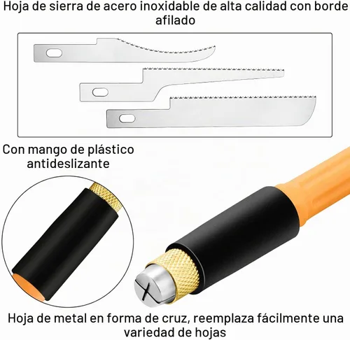Vista 5 de Honoson Mini herramientas de sierra de mano, kit de hojas de sierra para pasatiempos con 9 pequeñas hojas de sierra de afeitar para miniaturas