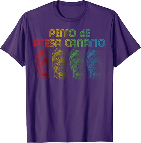 Vista 5 de Cool Retro Groovy Perro De Presa Canario Dog Camiseta para Hombre Mujer Negro