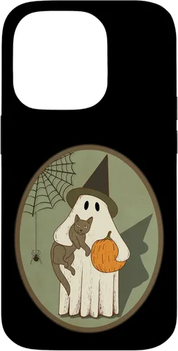 Vista 17 de iPhone 16 Vintage Ghost with Cat Halloween Graphic Case