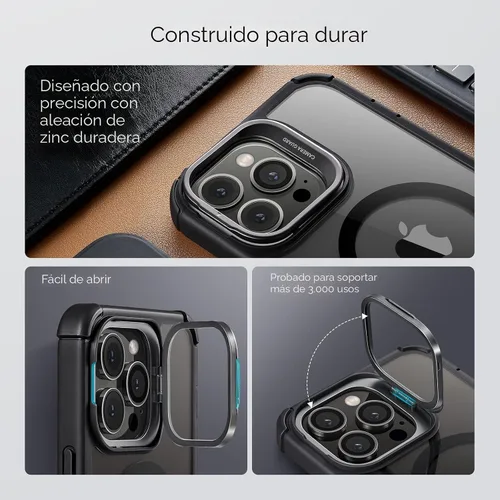Vista 7 de ESR - Funda completa para iPhone 13 Pro Max, con soporte, MagSafe, a prueba de caídas de grado militar, protector de pantalla incorporado de vidrio