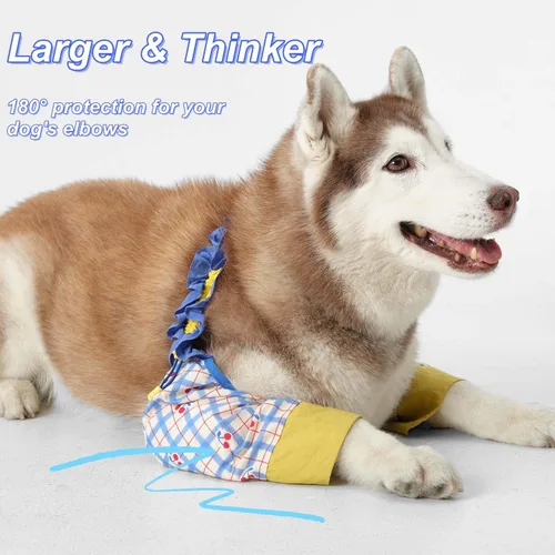 Vista 6 de Almohadilla protectora de codo para perro, soporte frontal ajustable, soporte frontal para callos, rodilla, mangas para mascotas para heridas, codo