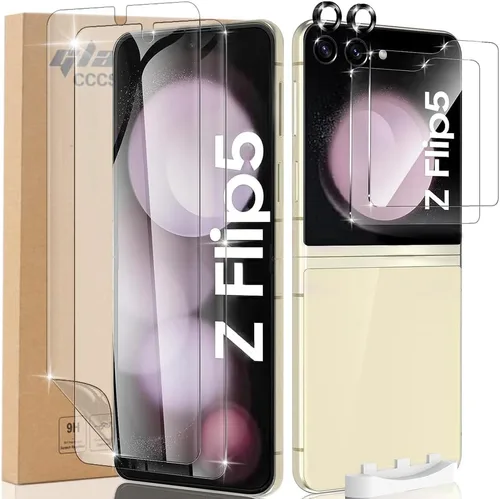 Vista 9 de Protector de pantalla de privacidad 8 en 1 para Samsung Galaxy Z Flip 5, interior suave EPU flexible, protector de pantalla frontal y trasera