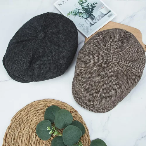 Vista 4 de 2 Pack Newsboy Hats for Men Classic 8 Panel Wool Blend Ivy Hat
