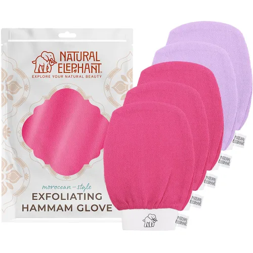 Vista 28 de Natural Elephant Guantes exfoliantes para hammam, guantes exfoliantes faciales y corporales, paquetes de 5 y 10