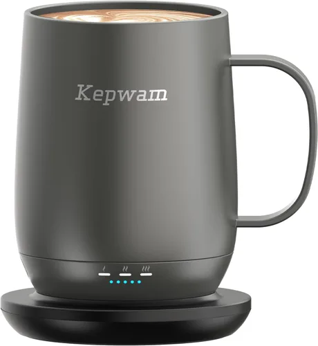 Vista 13 de Kepwam Taza de café autocalentable T2, taza de café con calefacción inteligente de 16 onzas, duración de la batería de 150 minutos, calentador