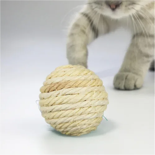 Vista 7 de WishLotus Pelotas de sisal para gatos, 5 unidades, bolas de sisal de colores surtidos de 1.8 in para que los gatos arañen, palmaditas, muerdan