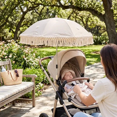 Vista 5 de Sombrilla para bebé al aire libre, sombrilla con abrazadera ajustable, sombrilla para niños pequeños para silla de ruedas, silla de playa
