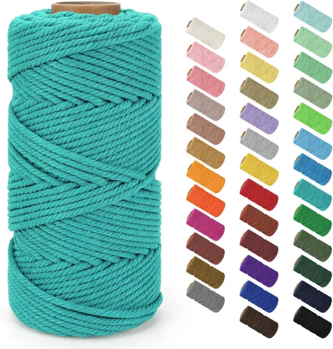Vista 19 de Cuerda de macramé de 0.079 in x 220 yardas (656 pies), cuerda de algodón natural para colgar en la pared, ganchos de plantas, manualidades Verde