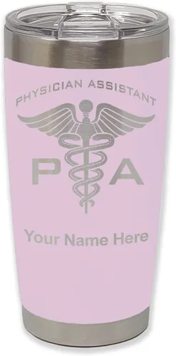 Vista 25 de LaserGram Vaso aislado al vacío de 20 onzas, asistente médico PA, grabado personalizado incluido (negro)