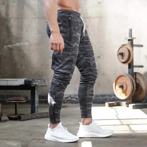 Vista 4 de MECH-ENG Pantalones deportivos para hombre Active Tack Jogger Fitness Pantalones ajustados con bolsillos con cremallera
