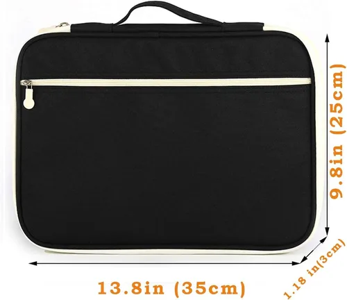 Vista 6 de JAKAGO Cartera de viaje A4 Organizador de documentos multifuncional Estuche con cremallera para suministros de oficina (negro)